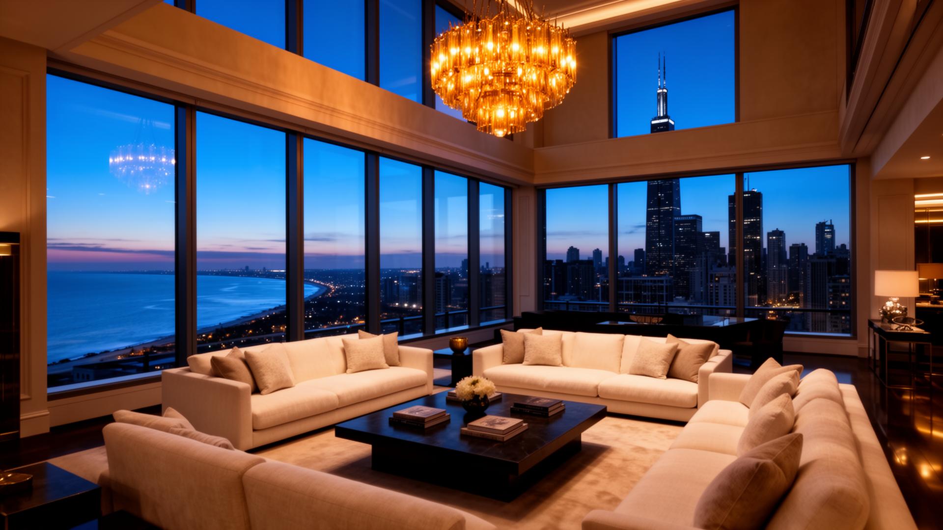 Luxury Chicago penthouse overlooking Lake Michigan